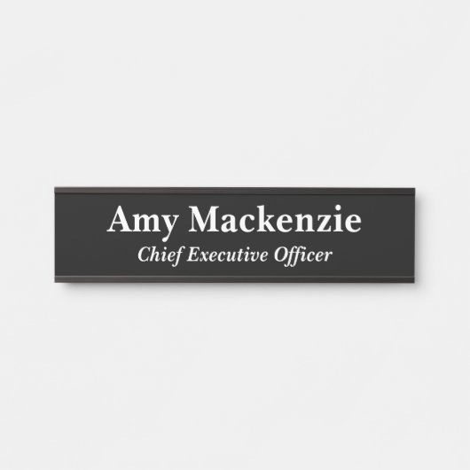 Zwarte Professionele Kantoor Naam Bord Deurteken Deurbordje (Voorkant)