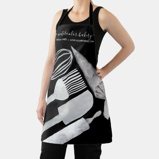 Zwarte Professionele Keuken Custom Bakkerij Schort (Insitu)