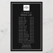 Zwarte professionele logo schoonheid prijs service flyer (Achterkant)