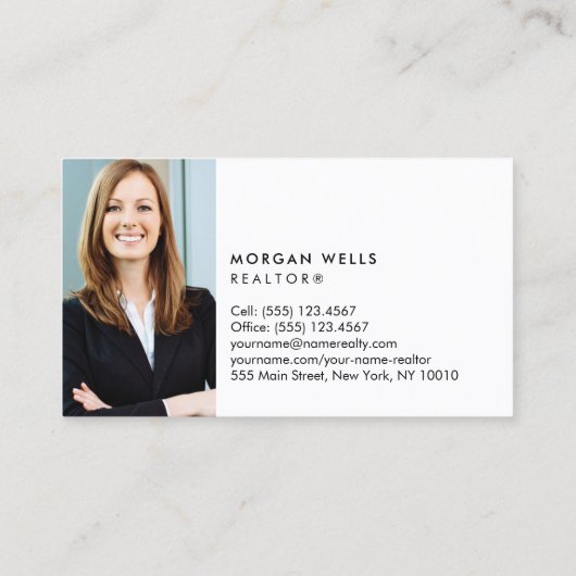 Zwarte professionele, minimale foto visitekaartje (Achterkant)