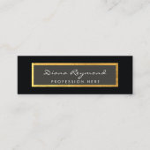 Zwarte professionele profielkaart met gouden rand mini visitekaartje (Voorkant)