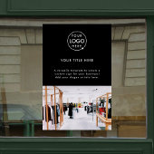 Zwarte professionele promotionele foto met bedrijf raamsticker