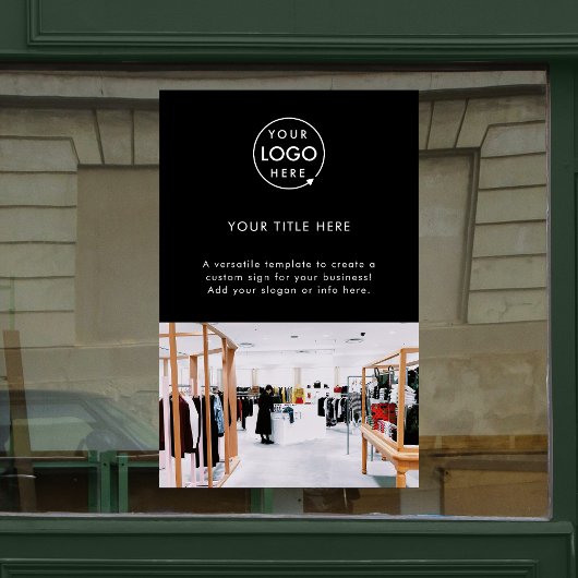 Zwarte professionele promotionele foto met bedrijf raamsticker