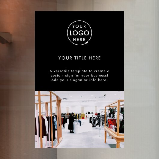 Zwarte professionele promotionele foto met bedrijf raamsticker