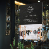 Zwarte professionele promotionele foto met bedrijf raamsticker