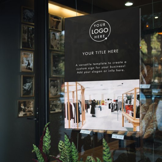 Zwarte professionele promotionele foto met bedrijf raamsticker