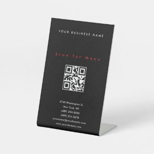 Zwarte professionele scanbare QR-codemenu Reclamebord Met Voetstuk