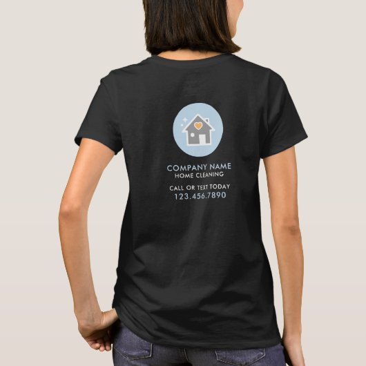 Zwarte professionele thuishulp schoonmaakster t-shirt (Achterkant)