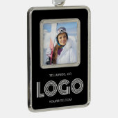 Zwarte Promo Foto Modern Logo Verzilverd Omlijst Ornament (Rechts)