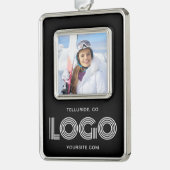 Zwarte Promo Foto Modern Logo Verzilverd Omlijst Ornament (Links)