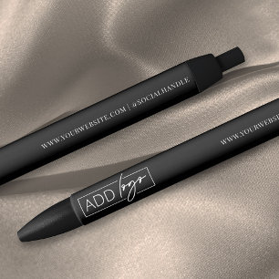 Zwarte promotionele bedrijfslogo geschenk blauwe inkt pen