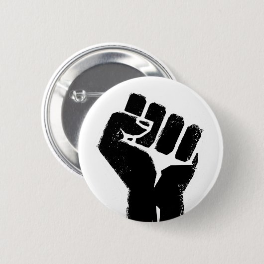 Zwarte Protest Vuist Ronde Button 5,7 Cm (Voorkant /achterkant)