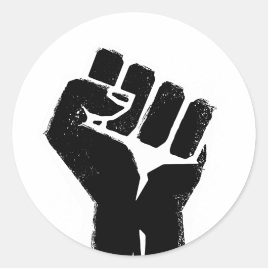 Zwarte Protest Vuist Ronde Sticker (Voorkant)