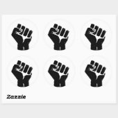 Zwarte Protest Vuist Ronde Sticker (Vel)