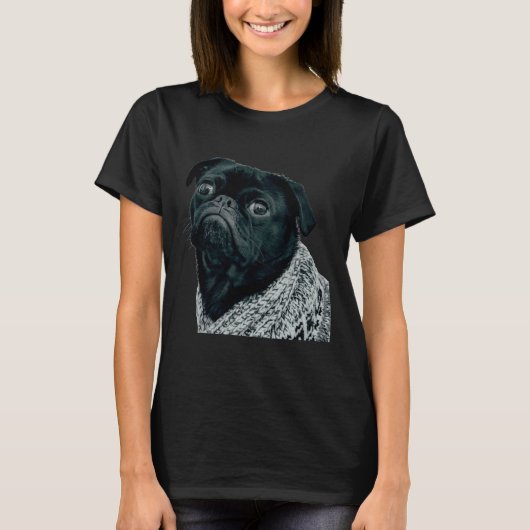 Zwarte Pug 559 T-shirt (Voorkant)