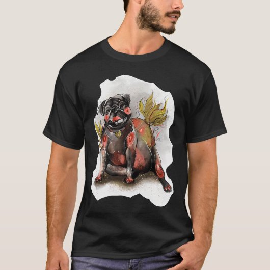 Zwarte Pug Bol T-shirt (Voorkant)