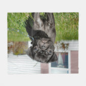 Zwarte pug fleece deken (Voorkant (Horizontaal))