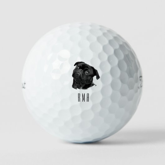 Zwarte Pug Golfballen (Voorkant)