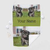 Zwarte pug golfhanddoek (Insitu)