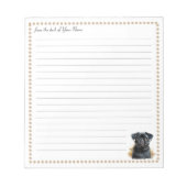 Zwarte Pug Hond Gepersonaliseerde gevoerd Notitieblok (Voorkant)