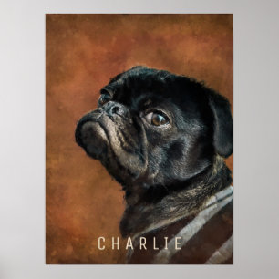 Zwarte Pug Hond Poster