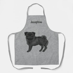Zwarte Pug Hond Schattige Cartoon Hond Met Naam Gr Schort