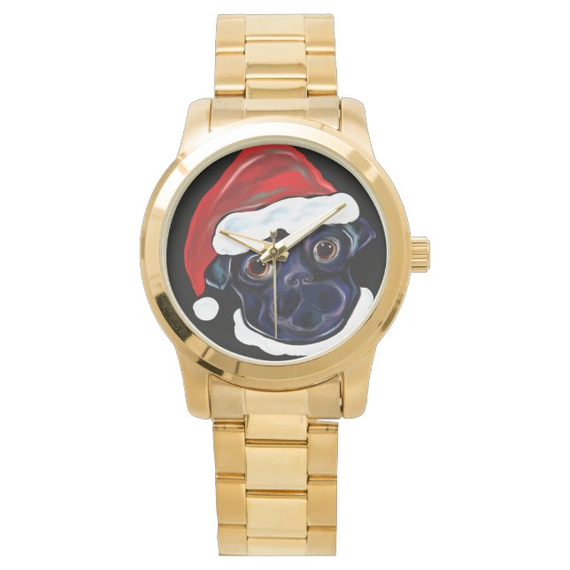 ZWARTE PUG HORLOGE (Voorkant)