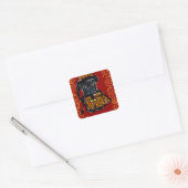 Zwarte Pug Jaar van de Hond Vierkante Sticker (Envelop)