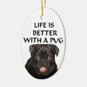 zwarte pug keramisch ornament (Links)