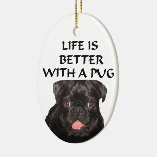 zwarte pug keramisch ornament (Links)