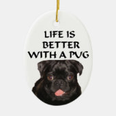 zwarte pug keramisch ornament (Voorkant)