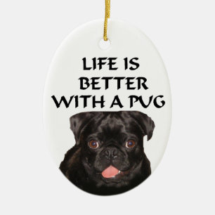 zwarte pug keramisch ornament