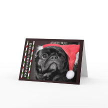 Zwarte Pug Kerstkaart