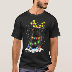 Zwarte Pug Knipper Nice Hond Kerstmis Pug Kerstmis T-shirt