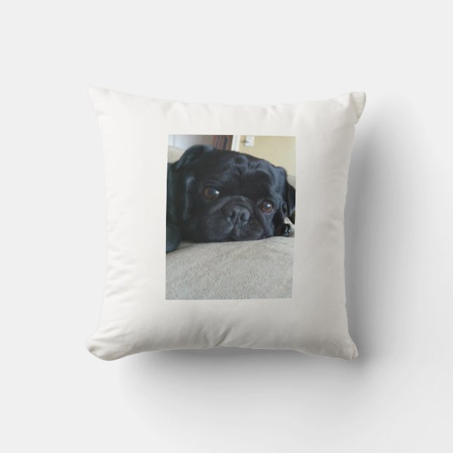 Zwarte Pug Kussen (Voorkant)