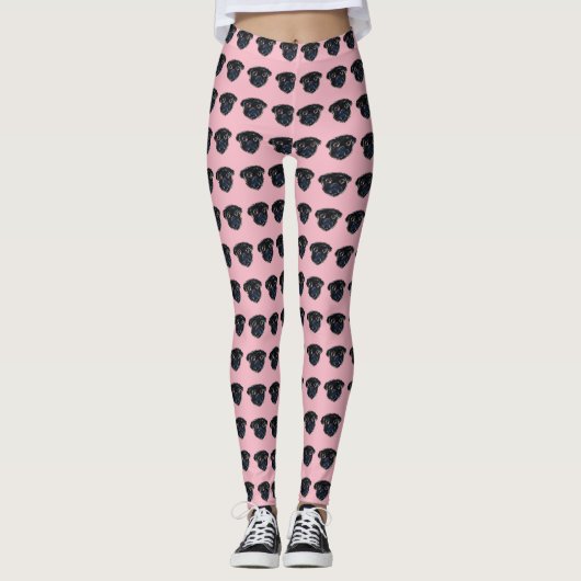 Zwarte Pug Leggings (Voorkant)