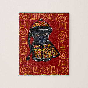 Zwarte Pug Legpuzzel