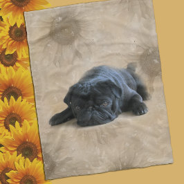 Zwarte Pug Liefhebber Hond Fleece Deken