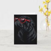 Zwarte Pug Mama Moeder Valentijn Kaart (Gele Bloem)
