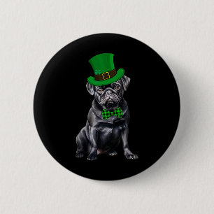 Zwarte Pug Patricks Dag Hoed Grappige St Patricks Ronde Button 5,7 Cm