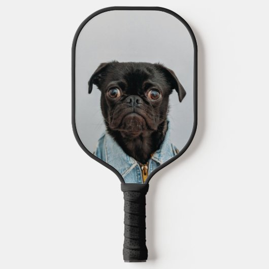 Zwarte pug pickleball paddle (Voorkant)