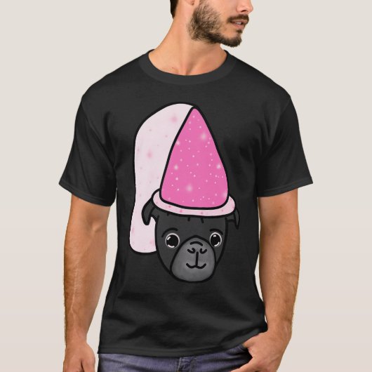 Zwarte Pug Prinses T-shirt (Voorkant)