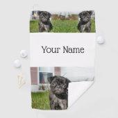 Zwarte Pug-puppy Golfhanddoek (Insitu)