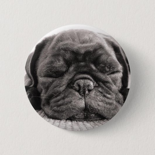 Zwarte pug ronde button 5,7 cm (Voorkant)