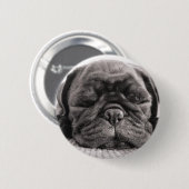 Zwarte pug ronde button 5,7 cm (Voorkant /achterkant)