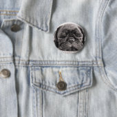 Zwarte pug ronde button 5,7 cm (In situ)