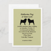 Zwarte Pug Silhouettes Wedding Announding Kaart (Voorkant / Achterkant)