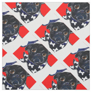 Zwarte Pug Stof