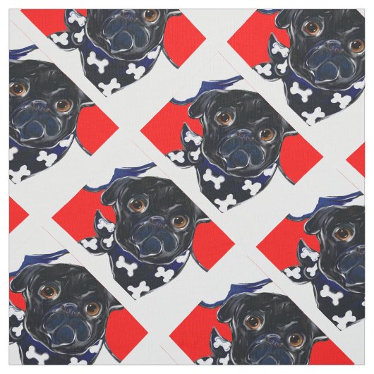 Zwarte Pug Stof (Swatch)
