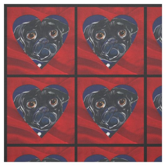 Zwarte Pug Stof (Swatch)